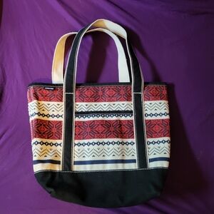 Lands' End Patterned Tote Bag - Red and Black